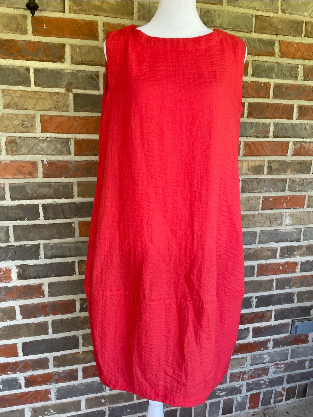 Eleven Stitch Design Flowy Relaxed Sleeveless Princess Dress in Vibrant Red